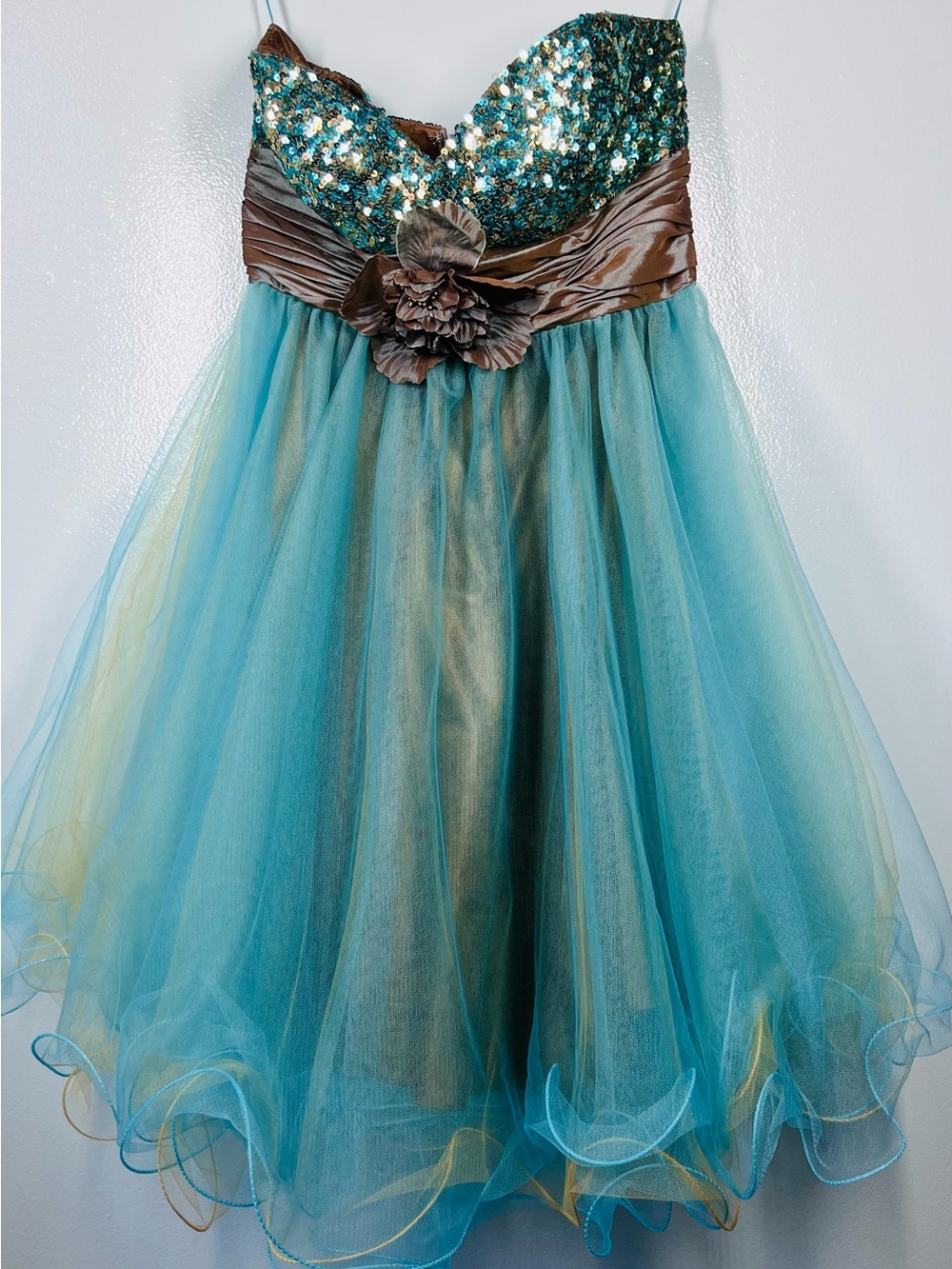Teal Sequin Flirty Party Dress Mini Strapless Weddings